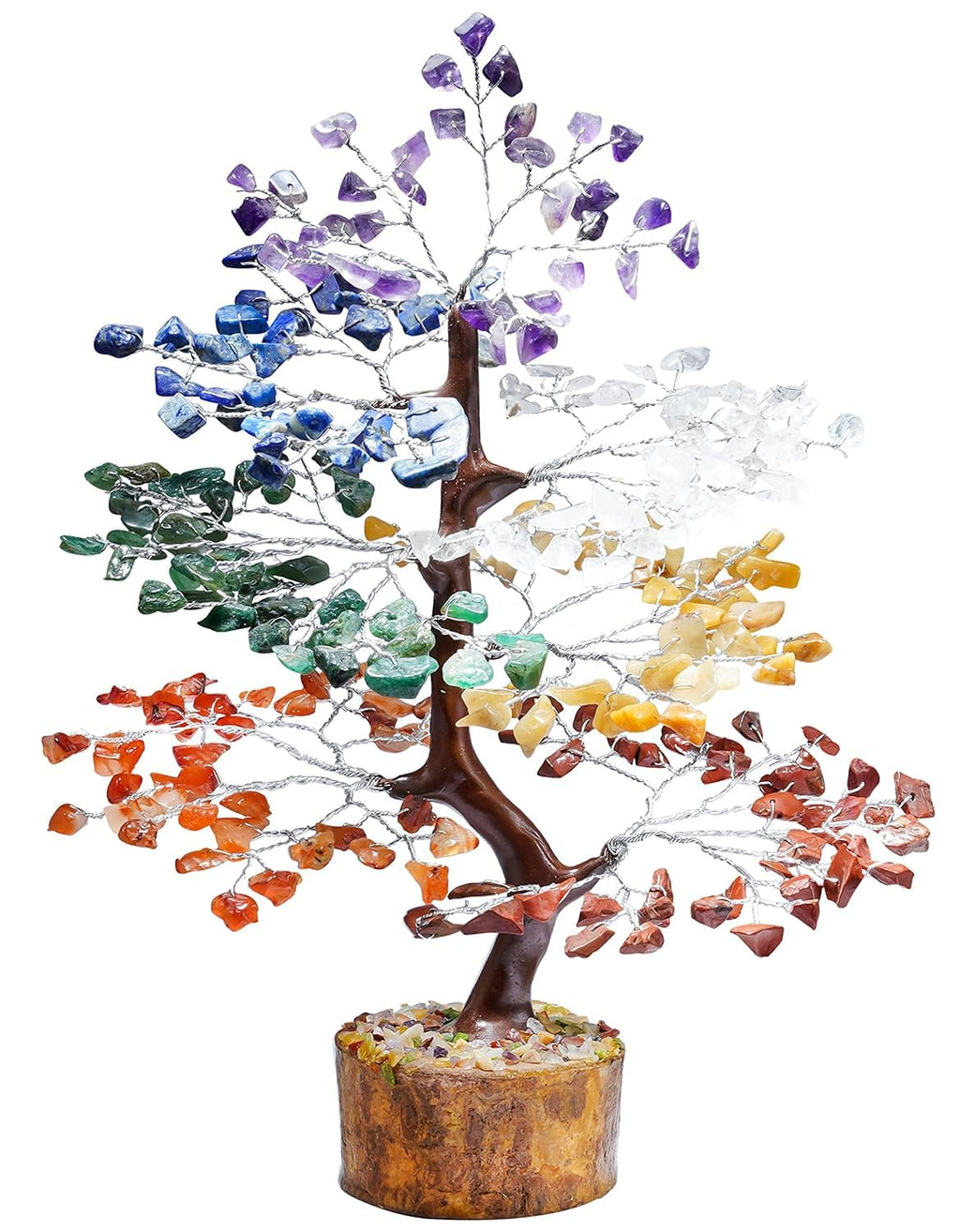 FIRSTRAY Seven Chakra Natural Healing Gemstone Crystal Tree Bonsai | Fortune Money Tree for Good Luck, Wealth & Prosperity | Home Decor Showpiece