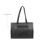 Mochi Black Faux Leather Premium Zipper Casual Tote Bag For Women