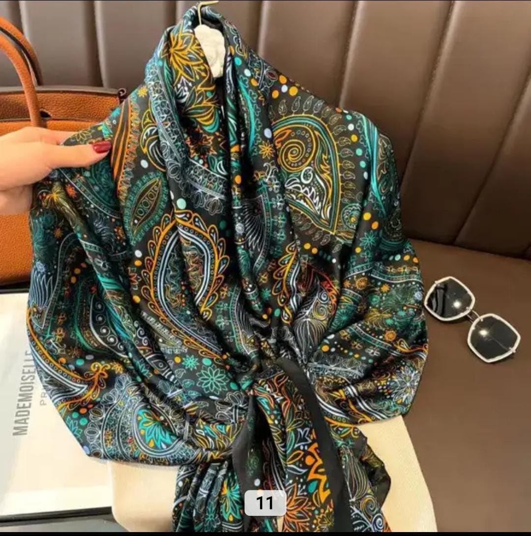 SWANKY Silk Stoles For Women Stylish Latest, Scarf for ladies & Girls, Head Neck Scarves, duppatta for girls (Multi 3)
