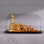 Artarium Ayodhya Ram Mandir Replica with Acrylic Cover & Wooden Base (6 Inch), Shree Ram Janmabhoomi Temple Model Decorative Showpiece for Home Decor, Pooja Room, Office Table & Spiritual Gift