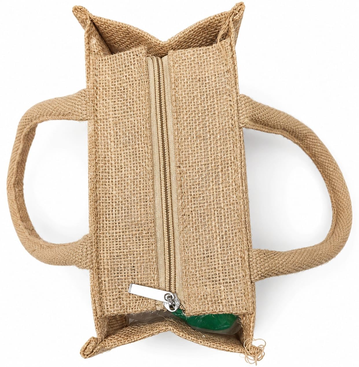 Small Jute Tote Bag with Mesh Window Panel, Natural Beige, Rope Handles, Gift Bag (Brown) size - 10 * 8 * 5