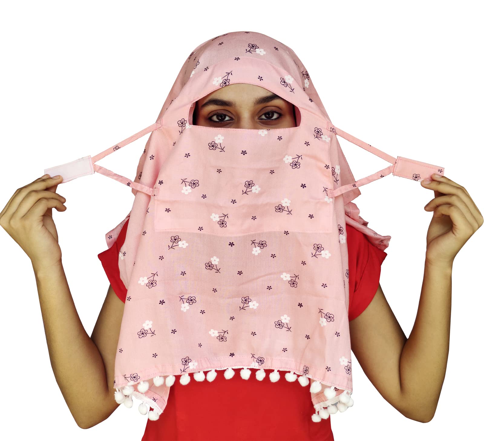 Switchon Export quality Cotton Innovative scarf cum Hijab with closer Hook and Loop Tape- Multi (Multicolor7)