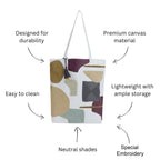MASQ By Q-One Multipurpose TOTE BAG for Girls and Women, Sturdy, Abstract Embroidered, Durable, Designed for Being Functional and Trendy with Ample Storage