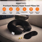 Trajectory Travel Neck Pillow with Sleeping Eye Mask Combo for Travelling and Sleeping in Airplane Flight, Cab, Car, Train, Bus for Men and Women Black(As seen on Shark Tank)