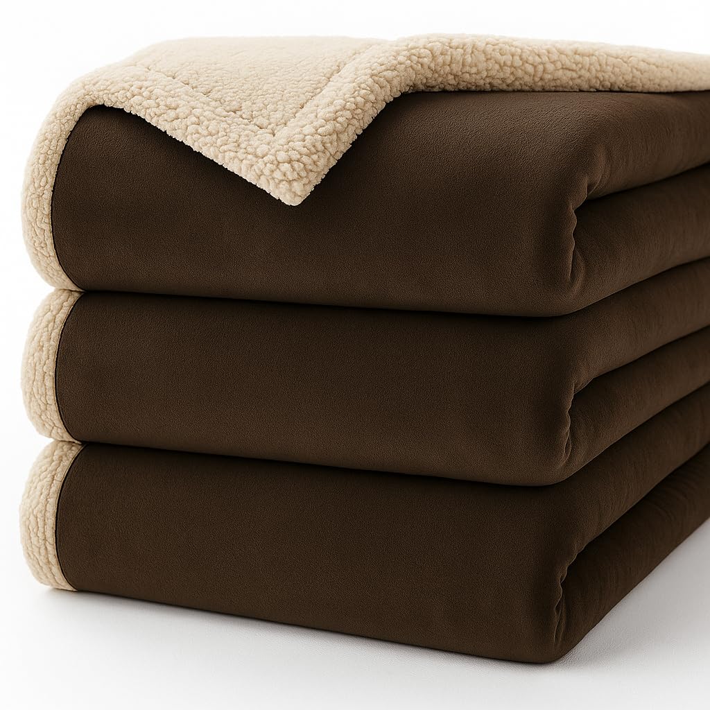 BSB HOME Ultra-Soft Flannel Sherpa Blanket for Single Bed | 500 GSM | Premium Warm & Cozy Winter Blanket | Reversible Dual-Layer Flannel and Sherpa – Brown & Beige Weight - 2.4 KG Kafalo