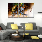 VIBECRAFTS Krishna Playing Bansuri 5 Pieces Canvas Wall Painting For Home | Office | Living Room | Gift (PTVC5Pcs4_8505)