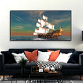 VIBECRAFTS Sailing Ship On the Ocean Canvas Wall Painting With Frame for Living Room Drawing Room Bedroom Home|Office|Gift (PTVCH_2203NN)