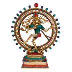 ARTVARKO Brass Big Natraja with Multicolor Gemstone Handwork Height 22 Inches