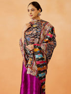 Pashmoda Women Zarmina Fine Wool Fabric Pashmina Kalamkari Embroidered Shawl, Stole and Wrap, Sustainable and Natural Fabric, Heritage Kashmiri Pashmina(Size 40x80)