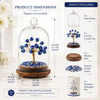 Evil Eye Tree with Glass Dome, Blue Evil Eye Beads on Wooden Base, Decorative Crystal Tree Showpiece for Home Office Tabletop Decor