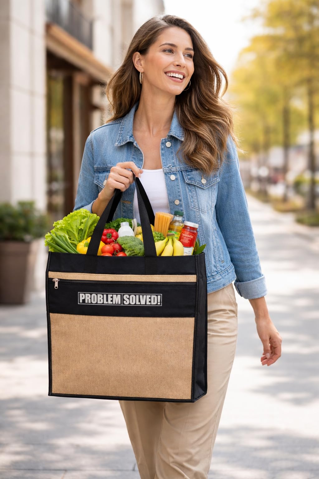 Canvas Shopping Bag Big Heavy Duty Large Eco Cotton Cloth Grocery Shopping Bag for Men Ladies Vegetable Milk Fruits with Hand Carry Handle Lunch Box Jhola Tote Bags Large Size 52x43x23