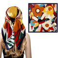 Ahamo Square Silk Like Head Scarf for Women 90 x 90 cm Silky Satin Hair Scarf Elegant Bandana Head Wrap Lightweight Neck Scarf for Hair Wrapping Sleeping Travel Daily Fashion Accessories