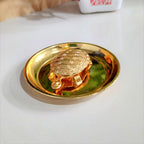 KridayKraft Kachhua (Turtle) with Plate for Vastu Feng Sui,Kachua Yantra for Good Luck & Evil Eye Protection,Metal Tortoise Staute Animal Showpiece Figurine & Gifting Items..., Gold