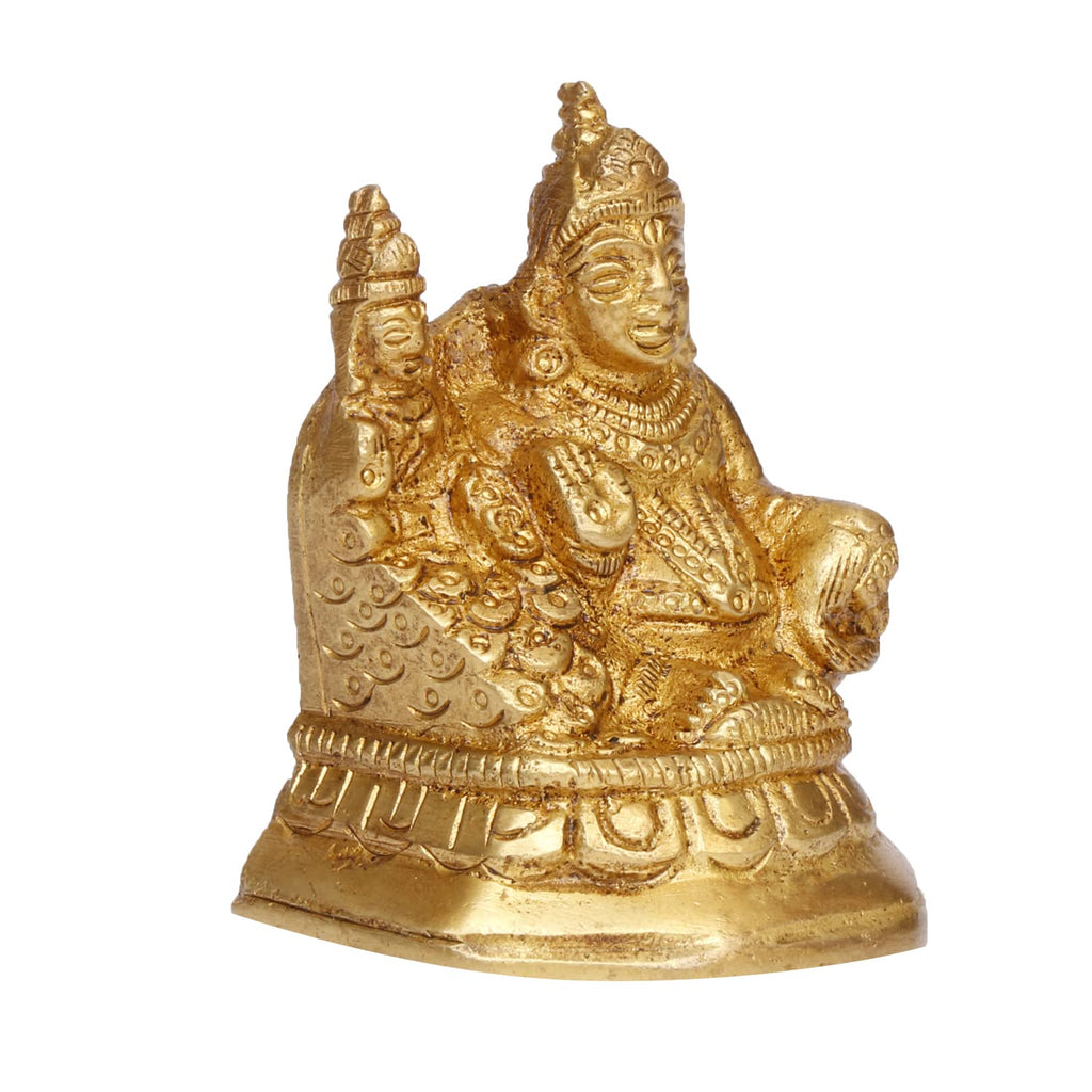 ARTVARKO Astadhatu Lakshmi Kuber Sitting Brass Statue Murti Laxmi Kuber Maharaj for Prosperity Money Home Office Safe Tijori(3 Inch)