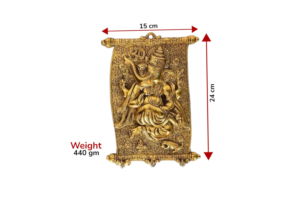 KridayKraft Metal Ganesha ji Key Holder with Meena Work Decorative for Wall | Ganesh Statue/Religious | Idol/Wall Hanging