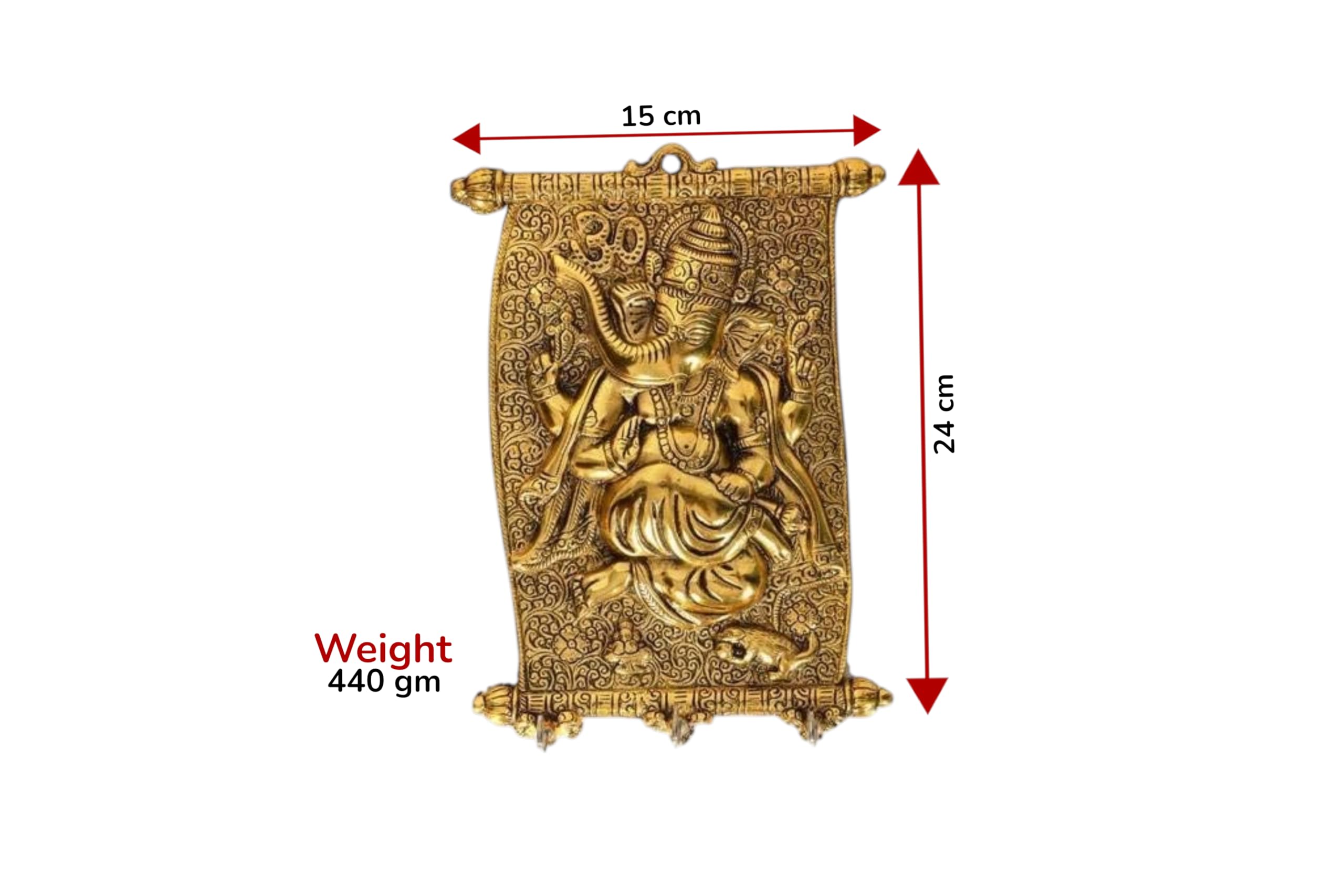 KridayKraft Metal Ganesha ji Key Holder with Meena Work Decorative for Wall | Ganesh Statue/Religious | Idol/Wall Hanging
