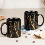 The Earth Store 370ml Black Copper Pipe Mug, Handmade Ceramic Mug for Coffee, Tea, Microwave Safe Ceramic Coffee Mug for Every Occasion (Set of 2)
