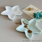 FAIRY BUCKET™ Concrete Jewelry Tray – Aesthetic Starfish Vanity Tray for Women, Decorative Trinket Dish & Ring Holder, White Candle Dresser, Cute Jewelry Plate for Home Decor & Birthday Gifts