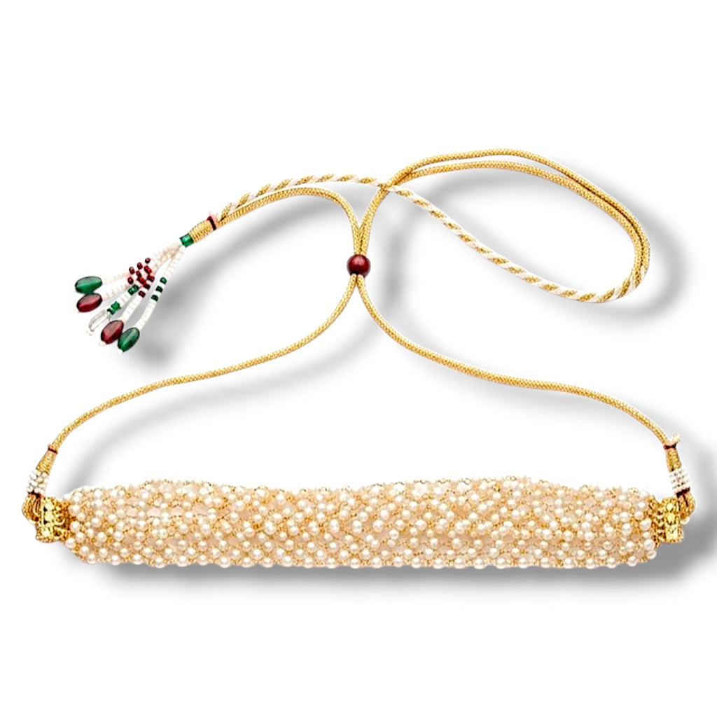 Handmade for her Handmade Pearl Choker Necklace for Women, White, Traditional Indian Style, Adjustable Gold Tone Chain