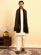 Pashmoda Men Midnight Bronze Reversible Zari Moonlight Fine Wool Stole (Size-28x80in, 71x203cm) MZSST04