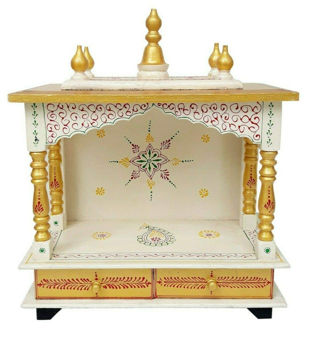 Kamdhenu Art and Craft Wooden Temple/Home/Pooja Mandir/Mandap (Gold), 61 cm