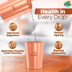 Zandu Copper Tumbler (Pack of 2, 300ml Each): Ayurveda Inspired, 100% Pure Copper, Supports Digestive & Liver Health, Boosts Immunity, Eco-Friendly