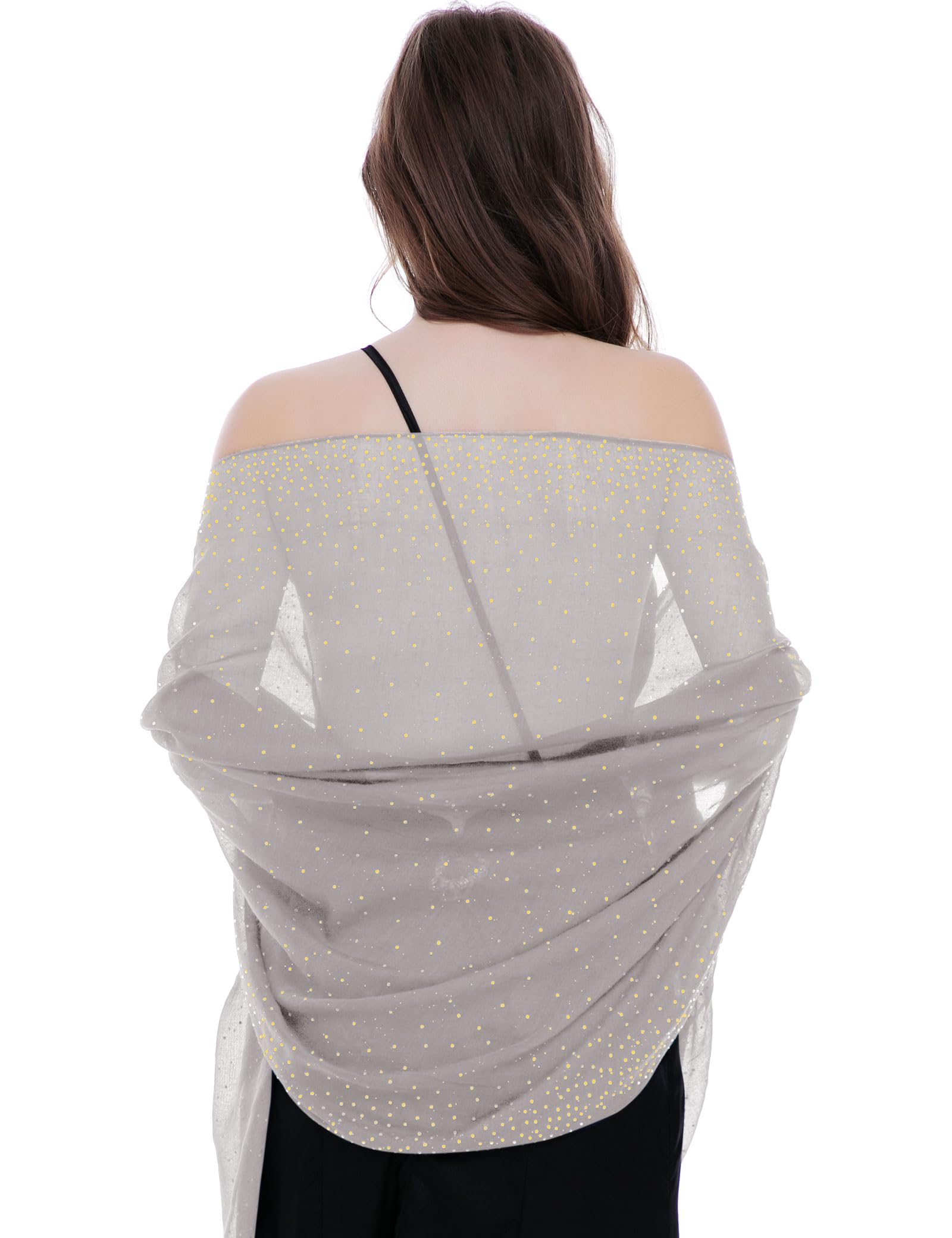 Shawls and Wraps for Evening Dresses Wedding Shiny Scarf Light Gray