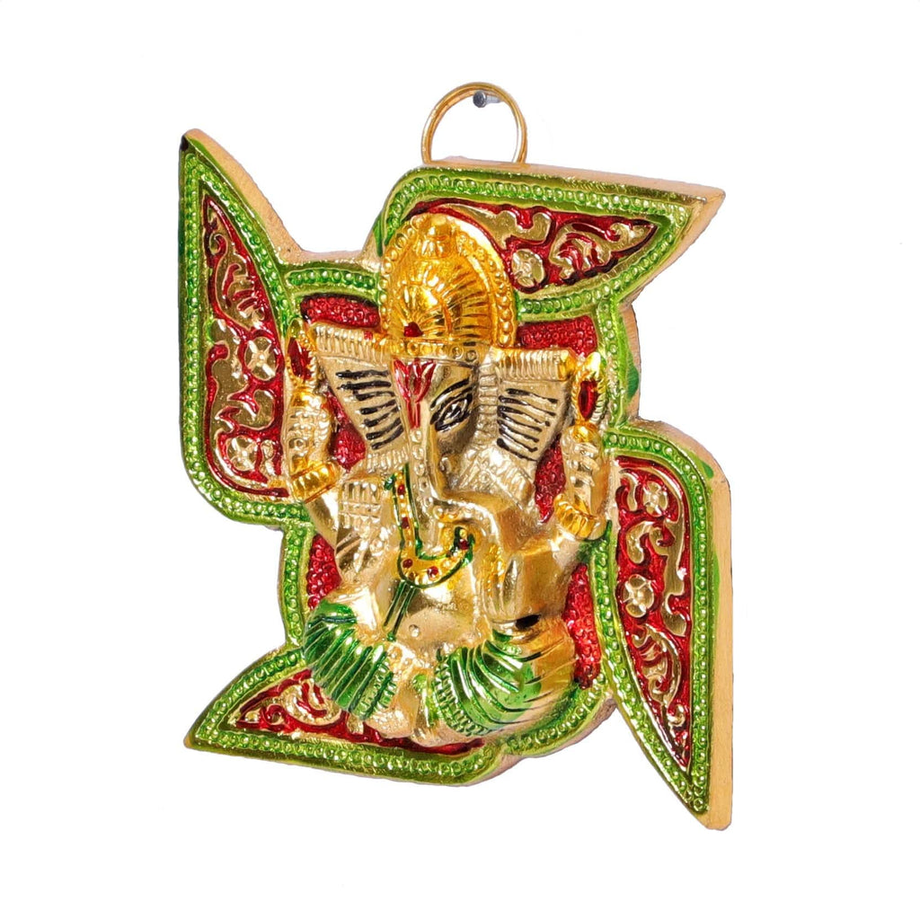KridayKraft Ganesha Metal Statue,Ganpati Wall Hanging Sculpture,Metal Swastik Ganesha Murti Lucky for Home & Office,Religious Showpiec Gift idol on Diwali,Birthday,Wall Decorative Feng Shui Article...