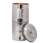 INDIAN ART VILLA Steel Copper Luxury Design Filter Water Storage Tank Pot 15 L (Silver, Brown), 15 Liter