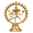 ARTVARKO Brass Lord Shiva Nataraja Idol 5 Inch | Premium Dancing Shiva Murti for Home Temple, Mandir & Puja | Traditional Religious Brass Sculpture for Home Décor & Gift