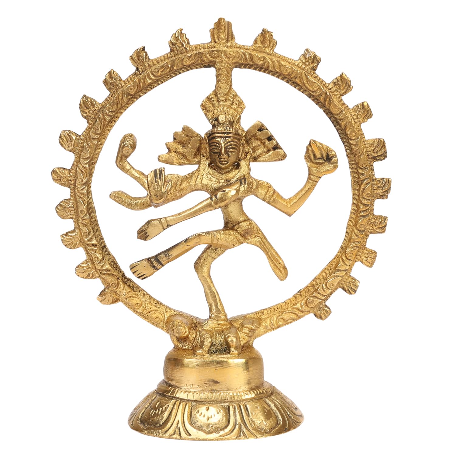 ARTVARKO Brass Lord Shiva Nataraja Idol 5 Inch | Premium Dancing Shiva Murti for Home Temple, Mandir & Puja | Traditional Religious Brass Sculpture for Home Décor & Gift