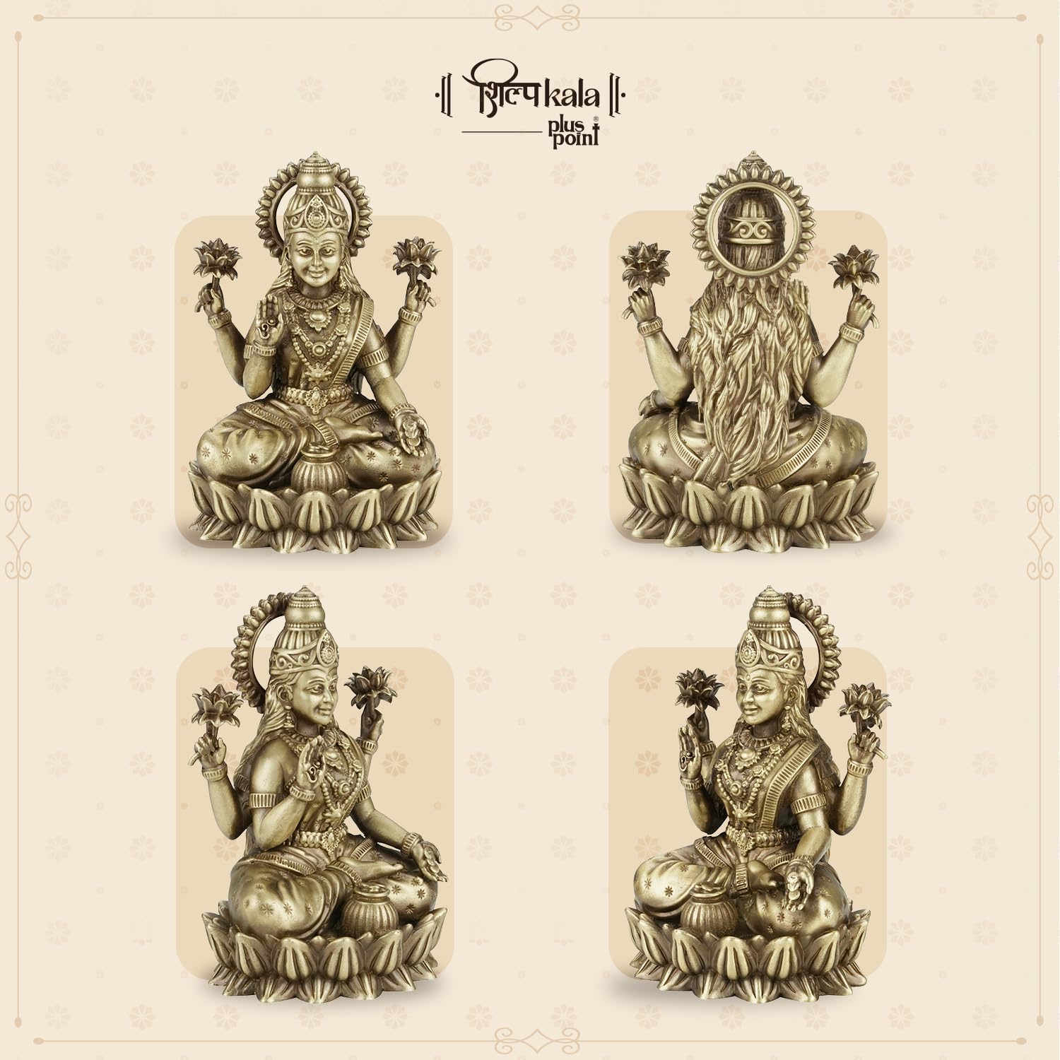 Shilpkala 5 Inch Kamal Laxmi Brass Goddess Lakshmi Statue for Home Decor & Worship