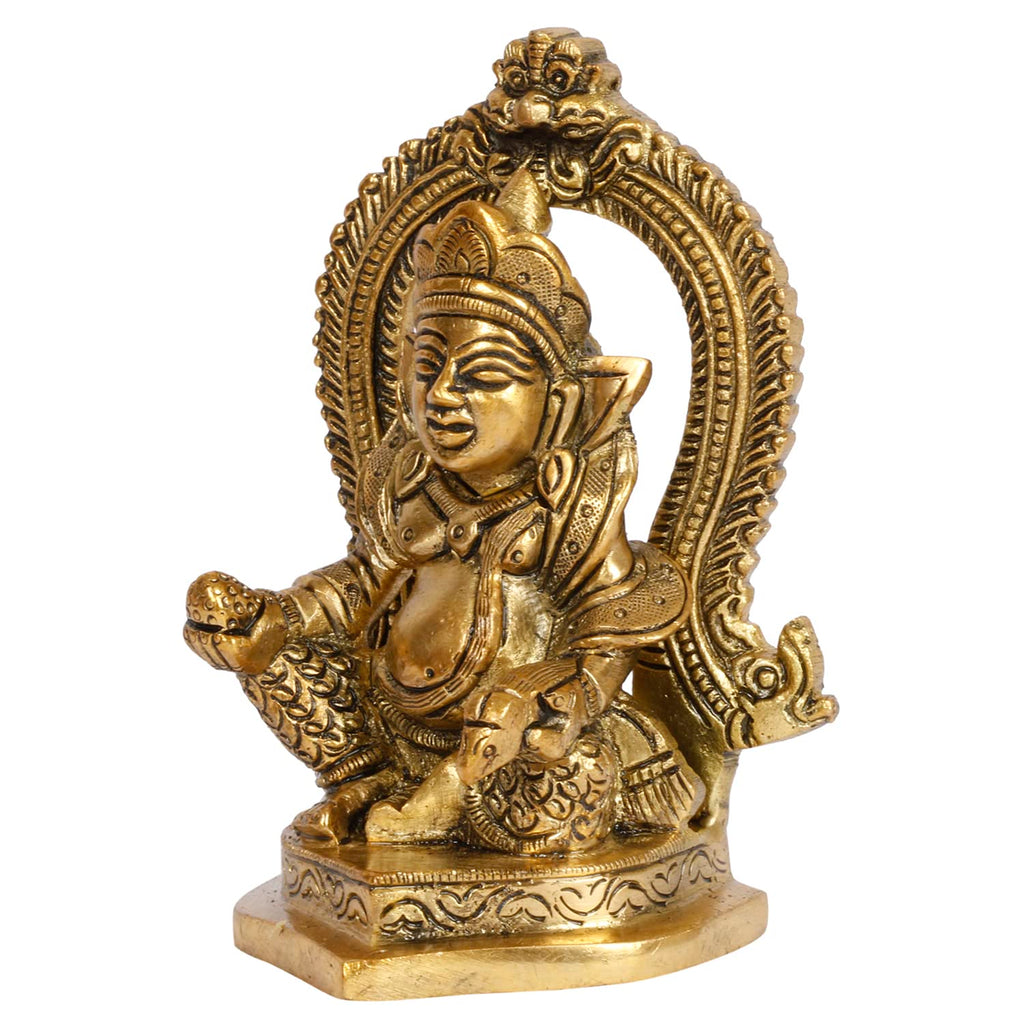 ARTVARKO Brass Lord of Treasure Wealth Maharaj Kuber Laxmi Murti Statue for Maha Dosh Nivaran Prosperity Home Décor 4.5 Inch