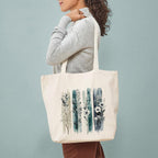 Heu Floral Art Canvas Tote Bag | Eco-Friendly Reusable Cotton Shoulder Bag | Minimal Botanical Print Shopping Tote for Women & Men