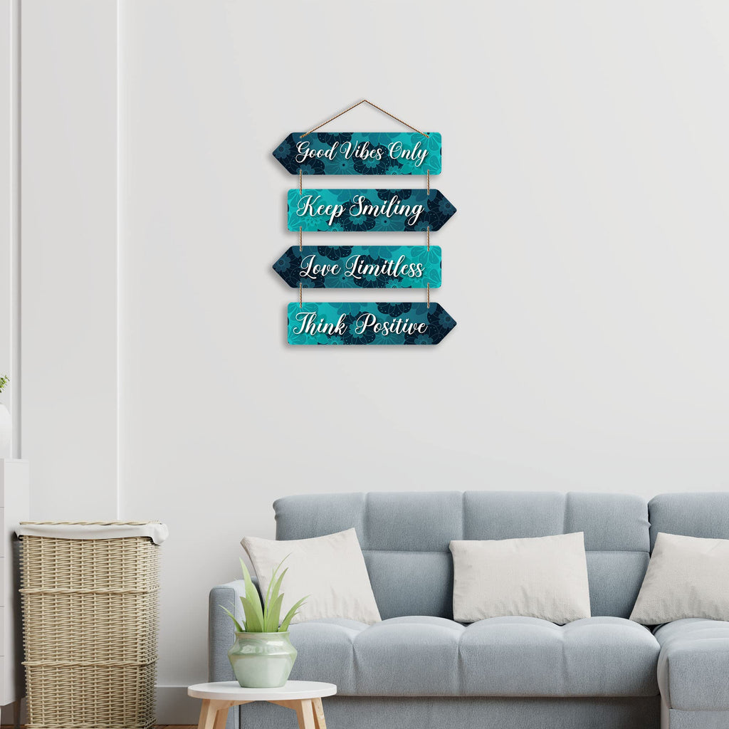 Artvibes Good Vibes Only Keep Smiling Designer Wall Hanging Wooden Art | Quotes Decor Item | Wall Illustrations | Office Decoration Item | Wall Art Print | Inspirational quotes | Gift Items (WH_4406N)