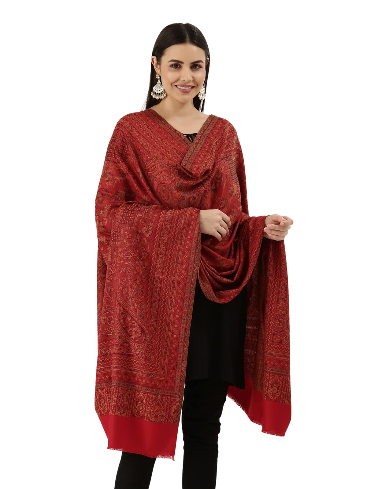 Pashmoda Women Aaraish Kashmiri Royal Paisley Design Jamawar Shawl (Size: 101 X 203 Cms)