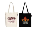 Peach Blossom Printed Cotton Zipper Tote Bags | CBAG - WHT-MOOD_BLK-DONT LIE