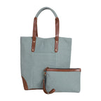 Mona B Canvas Tote Handbag for Women with Pouch perfect for Travel, College and office Use - Sky