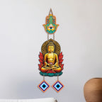 Artvibes Golden Buddha Wall Hanging with Hamsa Hand and Evil Eye Charms | Spiritual Protection Decor for Home | Meditation | Yoga Spaces & Entryway | Positive Energy Wall Art Gift (WH_8594N)