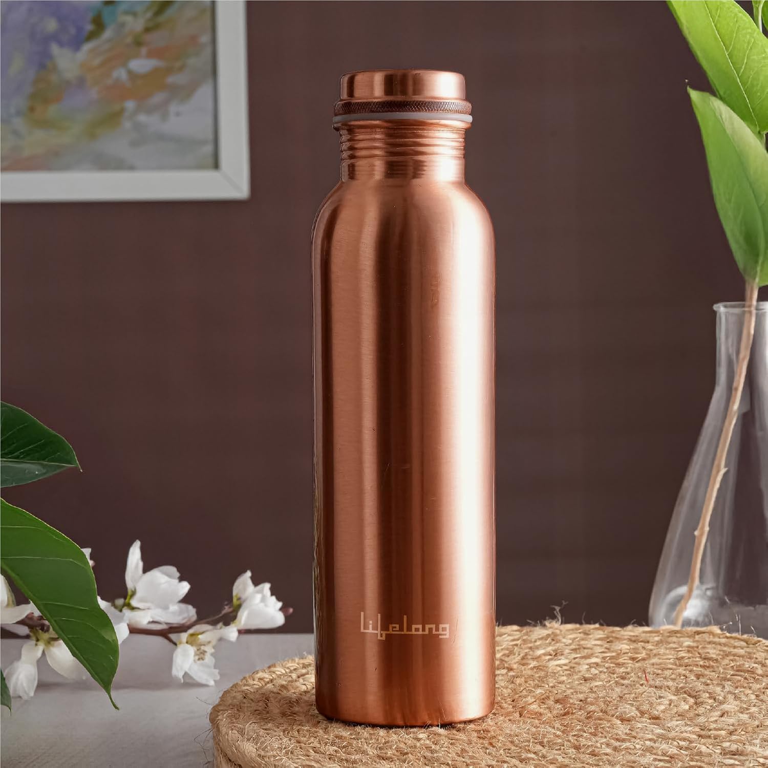 Lifelong 900 ml Copper Water Bottle | Natural Alkaline water | Leakproof & Lightweight Design Boosts Immunity | Anti-Bacterial, BPA Free, Easy to Clean with Secure Cap for School, Travel, Gym & Work