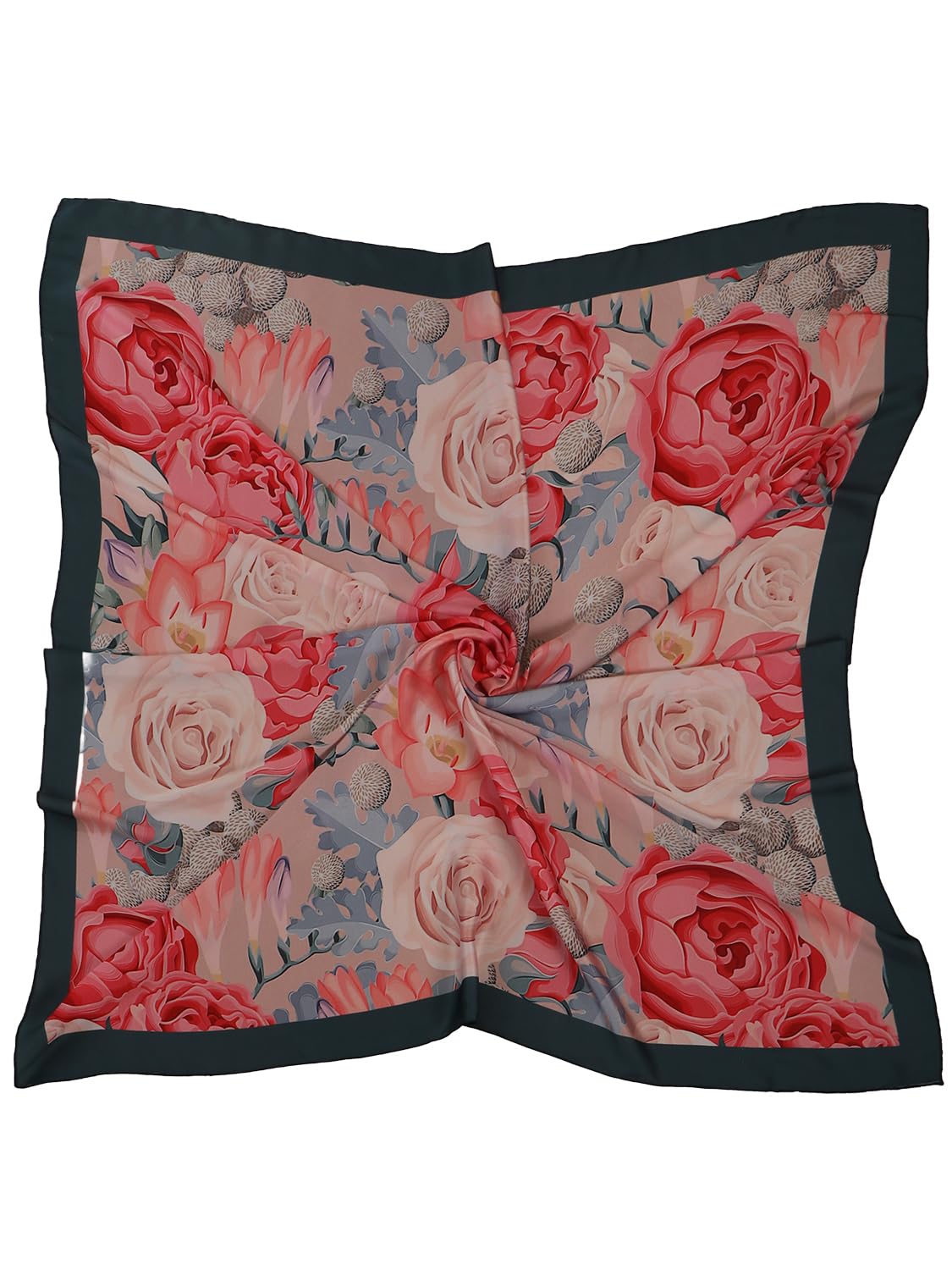 leeza store Women's Silk Scarf For Women – Muted Dusty Pink Rose Digital Printed Stole, 40 X 40 Stylish Neck Wrap, Hair & Head Scarf