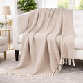 Tarantaran All Season Cotton Weaved Throw Blanket for Bed/Sofa 50x70 INCHES (Beige) Kafalo