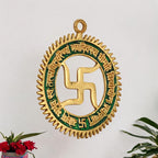 Kridaykraft Gayatri Mantra with Swastik Wall Hanging in Metal for Home Decor,Metal Handicraft Swastic Gayatri Mantra Wall/Door Hanging Religious Handicraft 5.5 Inches 100 Grams 1 Piece