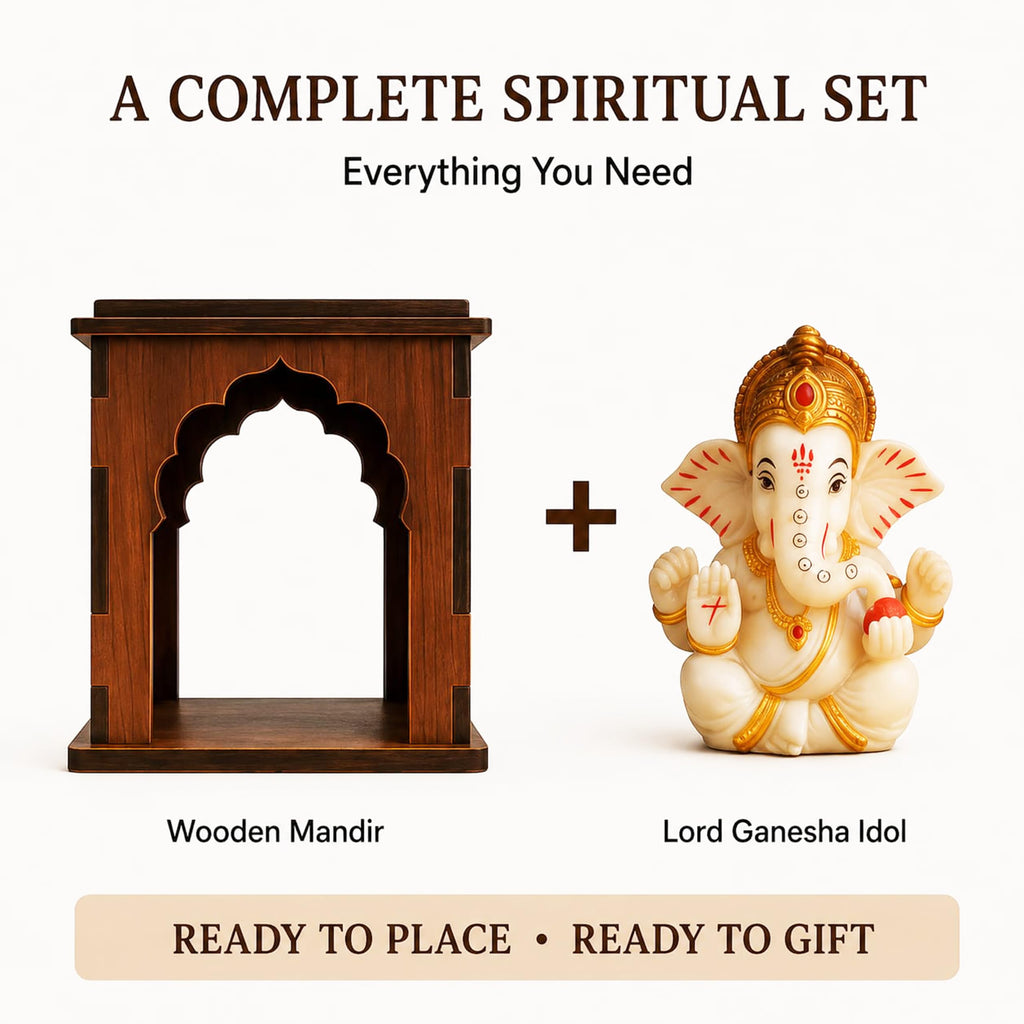 SOLOBOLO Mandir for Home with Door | Wooden Pooja Mandir with Storage | Step Home Temple for Pooja Room | Premium MDF Engineered Wood | Car Decor