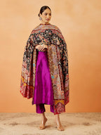 Pashmoda Women Bahaar Fine Wool Fabric Pashmina Kalamkari Embroidered Shawl, Stole and Wrap, Sustainable and Natural Fabric, Heritage Kashmiri Pashmina(Size 40x80)