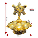 Kridaykraft Metal Tirupati Balaji Panch Mukhi Diya with Shanku Stand Gold Plated for Home and Office Pooja Room Decoration 5 batti Diya