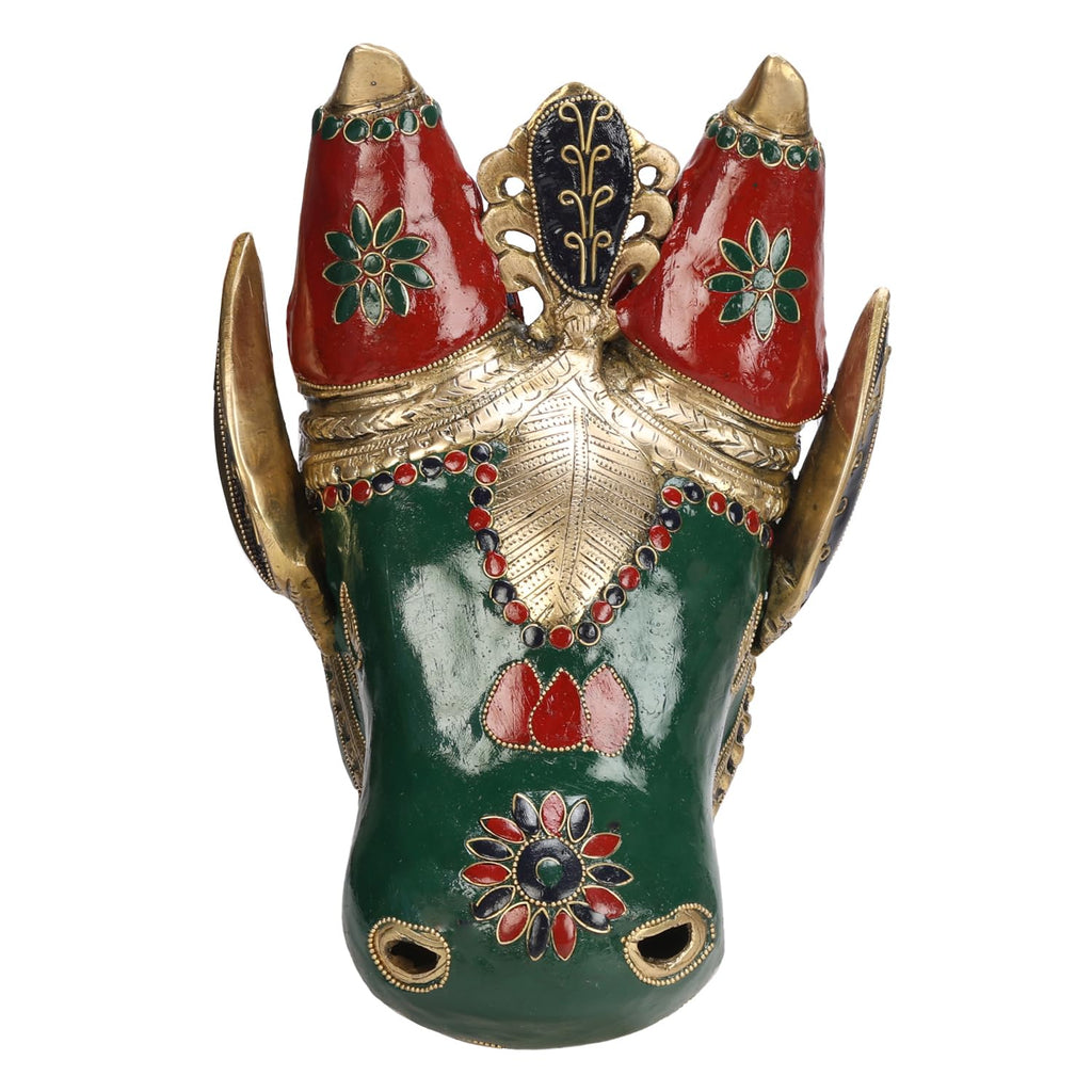 ARTVARKO Brass Nandi Bull Face Wall Hanging Sculpture for Home Office Decor 10 Inch