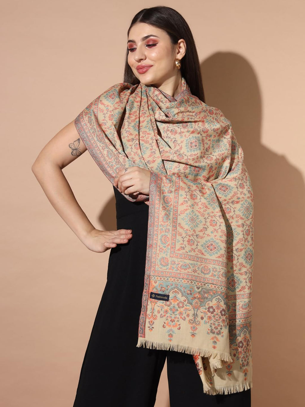 Pashmoda Women Zarif Woven Design Jamawar Shawl (Size 101X203 CM)