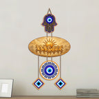 Artvibes Golden Seven Running Horses Evil Eye Wall Hanging for Home Decoration | Vastu Feng Shui Wealth Attraction Decor with Nazar Suraksha Protection for Living Room | Office | Gift Item (WH_85132N)