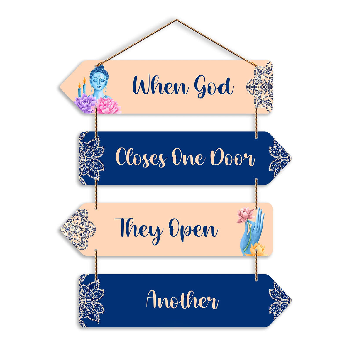 Artvibes When God Closes One Door They Open Another Decorative Wall Hanging Wooden Art | Quotes Decor Item | Wall Accent | Office Decor | Inspirational Quotes Wall Art | Mdf Wall Decoration(WH_4402NN)